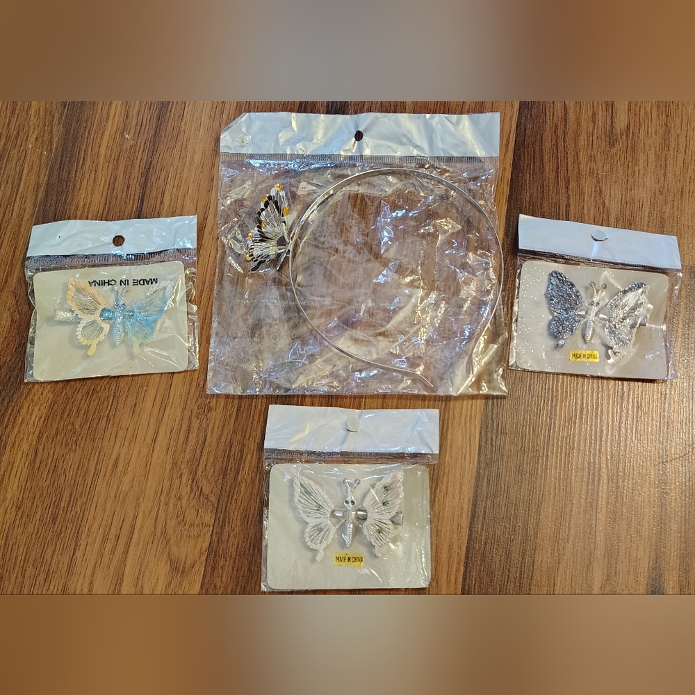 Lot Of 4 Vintage Y2K Fluttering Butterfly Hair Clips